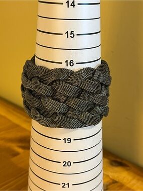 Vintage Bracelet Gunmetal Braided Mesh Chunky Magnetic Clasp Retro Jewelry 7”
